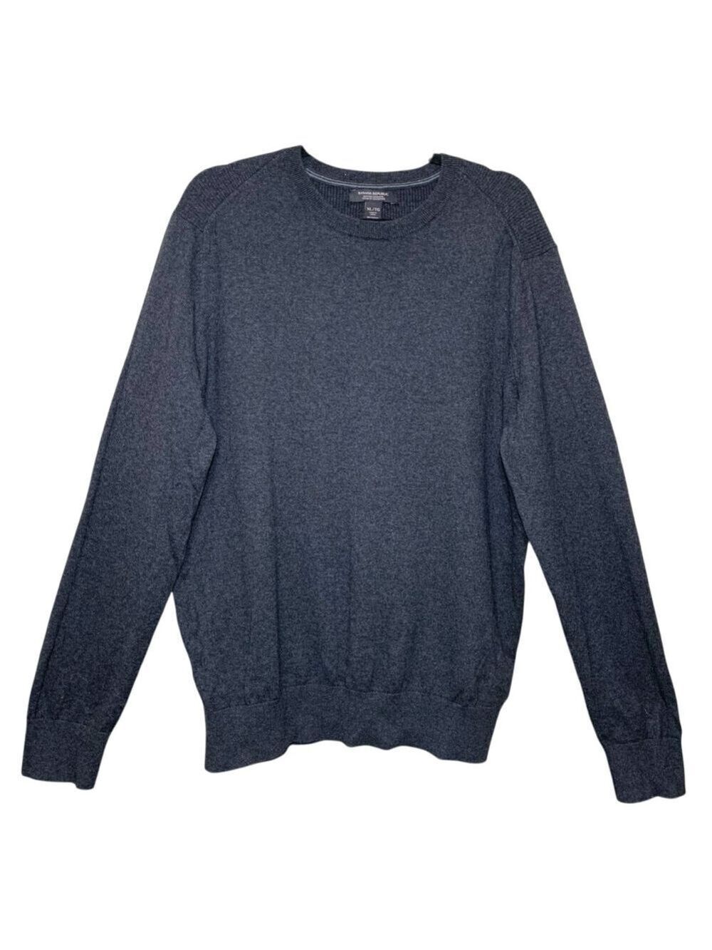 Banana Republic Knit Crewneck Sweater Cashmere Cotton Dark Gray Sz XL Pullover